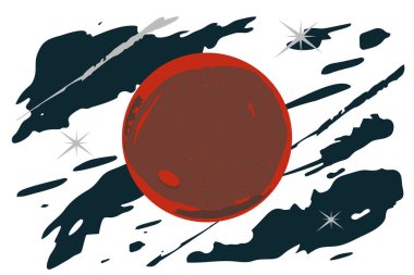 Uzay aracı kızıl gezegene doğru uçuyor. Basit düz resimleme