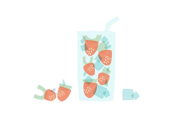 Strawberries made from geometric shapes. Stylized strawberry cocktail. — ストックベクタ