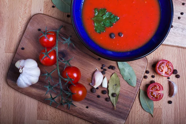 Zupa pomidorowa z składników do gotowania Obrazy Stockowe bez tantiem
