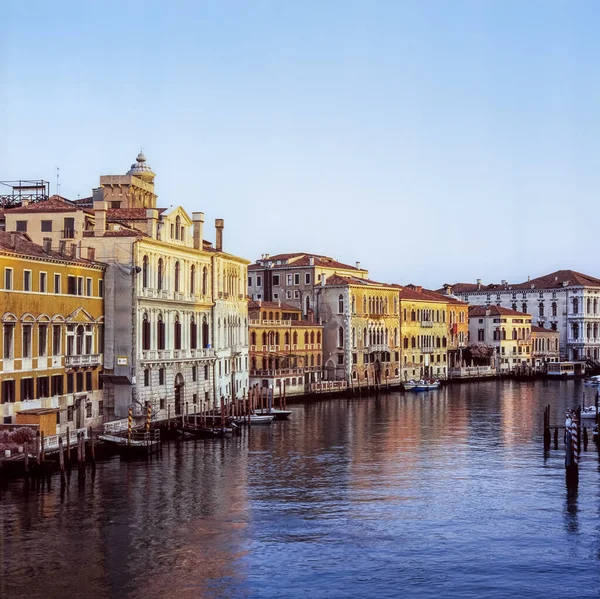 Long Exposure of the Canal Grande in Venice at sunrise in a quiet summer morning, taken with analogue positive slide film technique