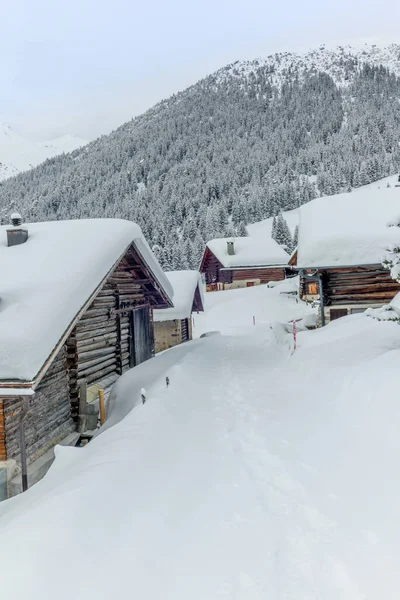 Abgelegene Sommerchalets Und Dörfer Hoch Oben Den Schweizer Alpen Der — Stockfoto