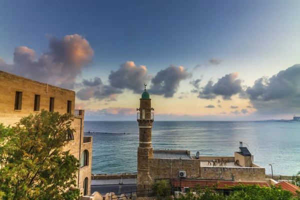 Uitzicht Zee Moskee Oude Stad Van Jaffa Israël Met Een Rechtenvrije Stockfoto's