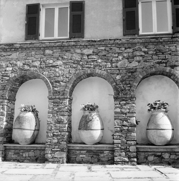 Callejuelas Medievales Estrechas Monte Marcello Antiguo Pueblo Costa Liguria Filmado — Foto de Stock