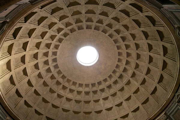 Toit Panthéon Rome Avec Lumière Venant Travers Oculus Trou Oeil — Photo