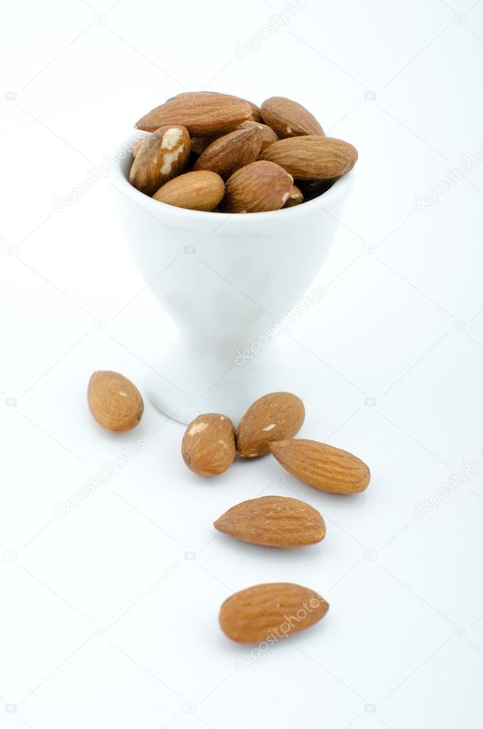 Almonds on white