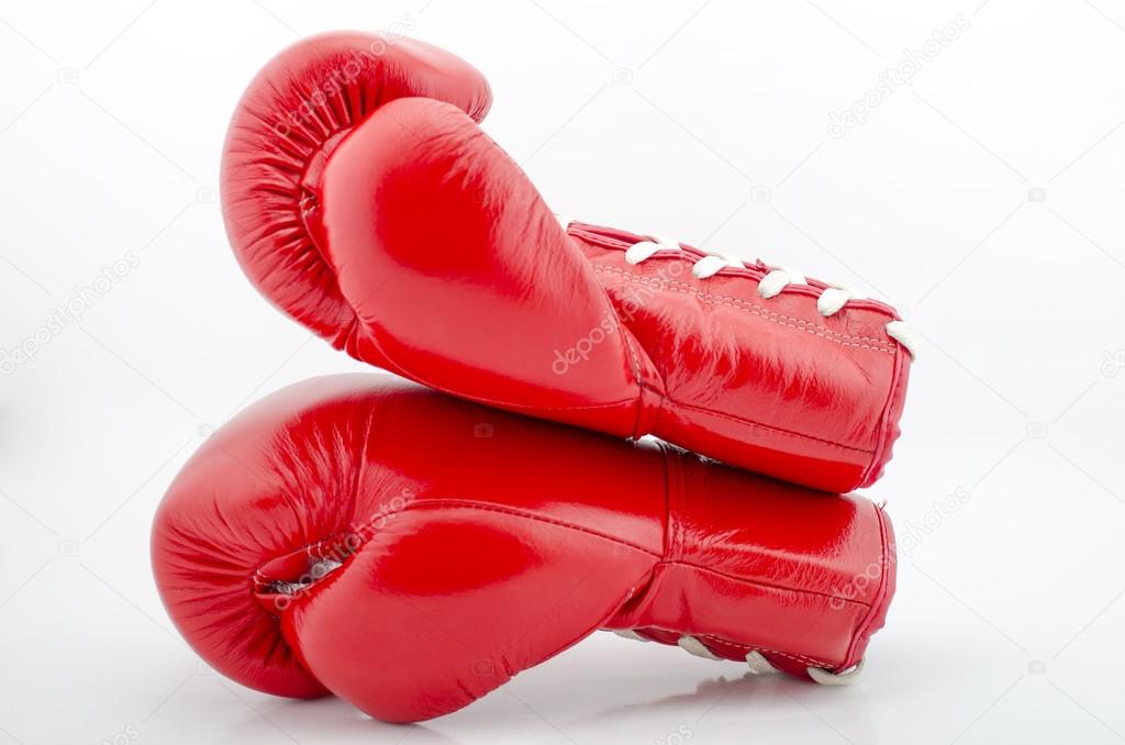 Studio shot of a red boxing glove
