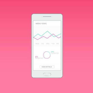 Infographic Pano şablonu düz tasarım grafikler ve ile. Mobil uygulaması tasarım. İşleme ve veri analizi