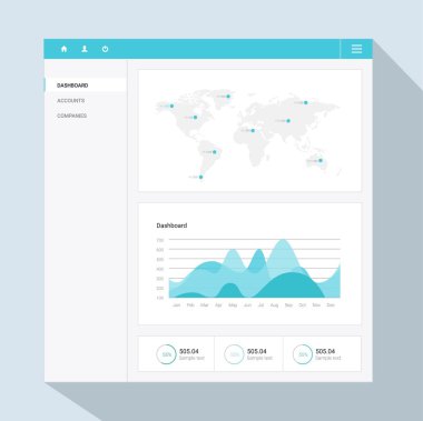 Infographic Pano şablonu düz tasarım grafikler ve ile. İşleme ve veri analizi. Dünya Haritası ve işareti üzerine