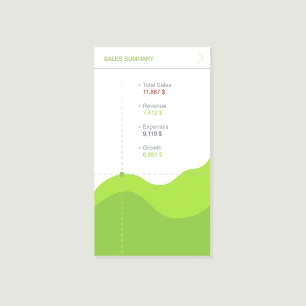 Infographic dashboardsjabloon met platte ontwerp grafieken en diagrammen. Mobiele app ontwerp. Verwerking en analyse van gegevens — Stockvector