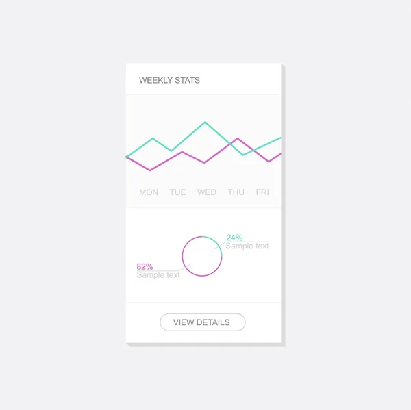 Infographic dashboardsjabloon met platte ontwerp grafieken en diagrammen. Mobiele app ontwerp. Verwerking en analyse van gegevens — Stockvector