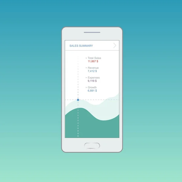 Infographic instrumentpanelsmallen med platt design grafer och diagram. Mobilappen design. Bearbetning och analys av data — Stock vektor