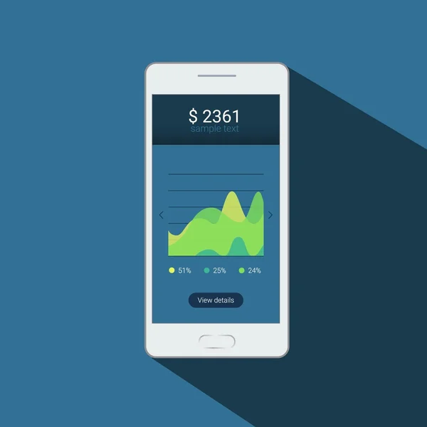 Modelo de painel infográfico com gráficos de design plano e gráficos. Design de aplicativo móvel. Tratamento e análise dos dados —  Vetores de Stock