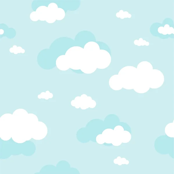 Blue sky with clouds, vector seamless background — Stock Vector