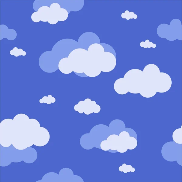 Blue sky with clouds, vector seamless background — Stock Vector