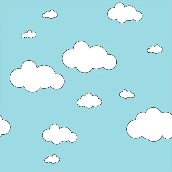 Cielo azul con nubes, vector de fondo sin costuras — Vector de stock