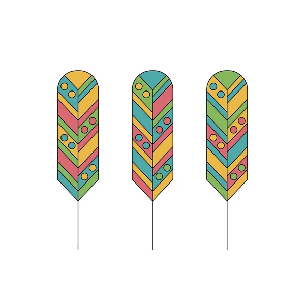 Ilustración vectorial. Plumas étnicas. Estilo plano, forma — Archivo Imágenes Vectoriales