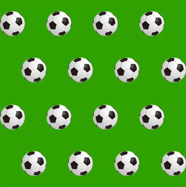Balles de football sur terrain vert. Fond sans couture. Illustration vectorielle — Image vectorielle