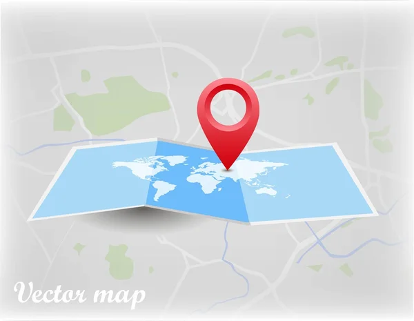 Ícone de mapa vetorial com GPS — Vetor de Stock