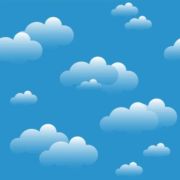 Blue sky with clouds, vector seamless background — Stock Vector