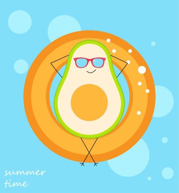 Vektör kartpostal. Can simidinde avokado