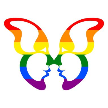 Vektör görüntüsü. Gökkuşağının renginde kelebek