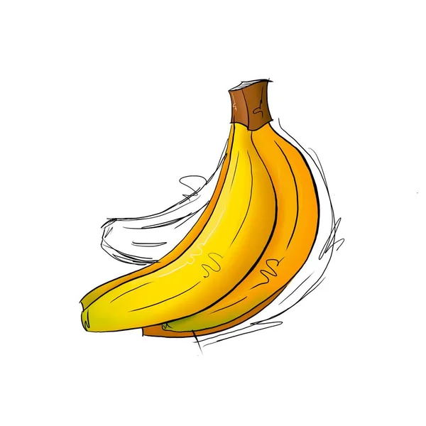 Banana Sobre Fondo Blanco Fruta Negra Acariciada —  Fotos de Stock