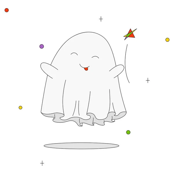 Vector drawing. Ghost, a ghost that hovers above the ground — Stock Vector