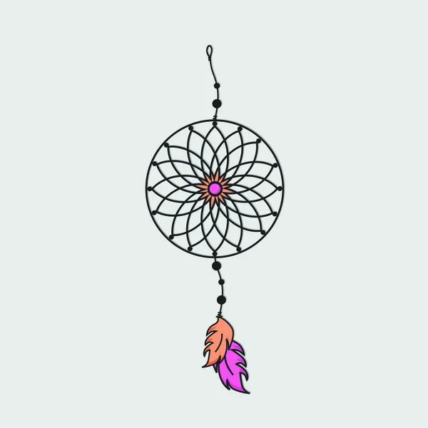 Apanhador de sonhos vetorial. Estilo plano.Dreamcatcher — Vetor de Stock