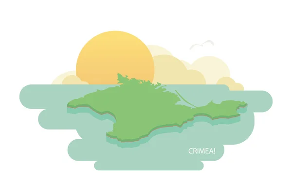 El mapa de la Crimea en el estilo plano con los elementos decorativos — Archivo Imágenes Vectoriales