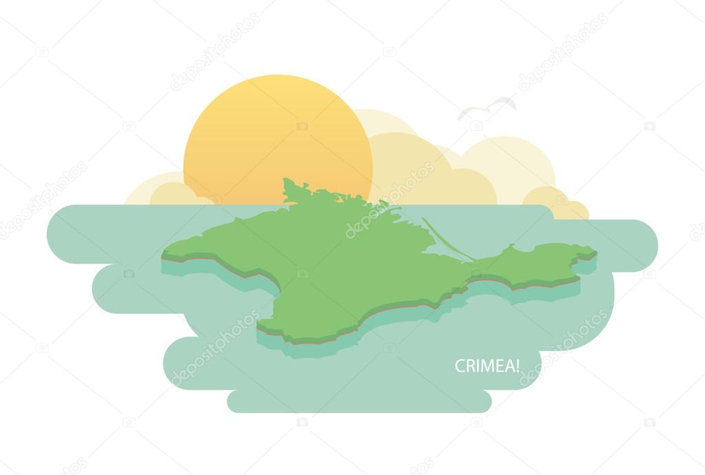 Map of Crimea in the flat style with decorative elements