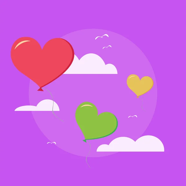 Векторная иллюстрация. Икона. Воздушный шар в форме сердца — стоковый вектор