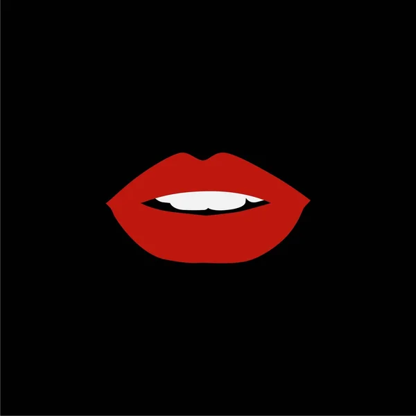 Labios rojos mordiendo icono retro aislado sobre fondo blanco. Ilustración vectorial — Archivo Imágenes Vectoriales