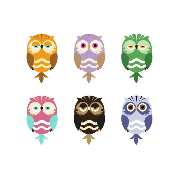 Vector icon set of Owls — Stock Vector