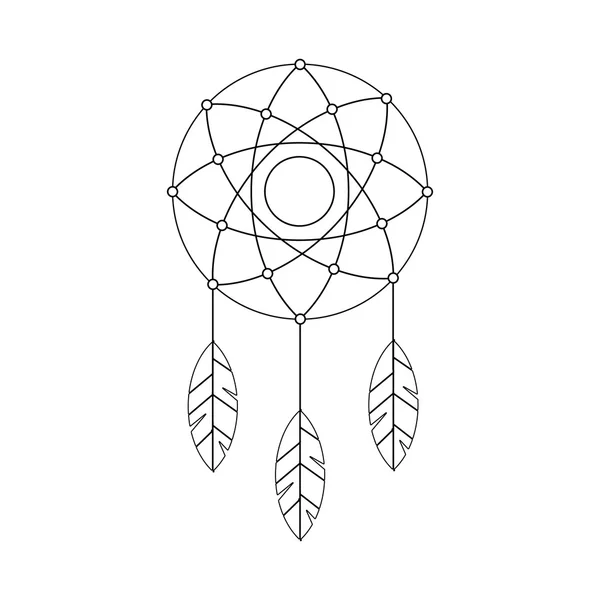 Dream catcher sign. White icon in circle with golden gradient as ...
