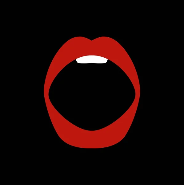 Rode lippen bijten retro icoon geïsoleerd op witte achtergrond. Vectorillustratie — Stockvector