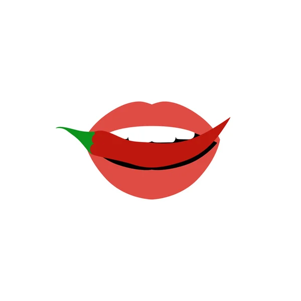 Piros ajkak harapás retro ikon elszigetelt fehér háttér. Vektorillusztráció — Stock Vector