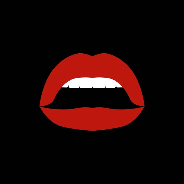 Labios rojos mordiendo icono retro aislado sobre fondo blanco. Ilustración vectorial — Archivo Imágenes Vectoriales