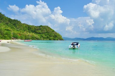 Güzel kum plaj ve mavi deniz Phuket, Tayland