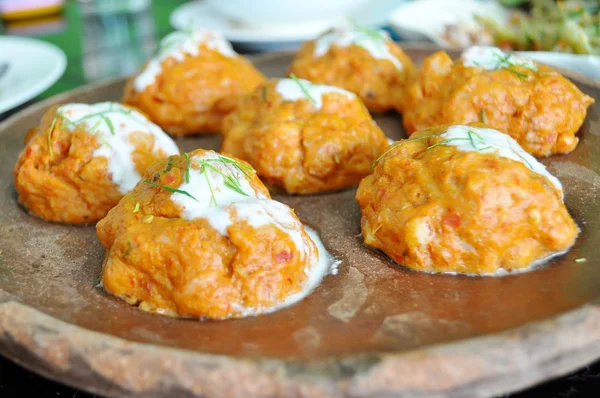 Thai food - Steamed Fish Curry Ball — Stock Photo, Image