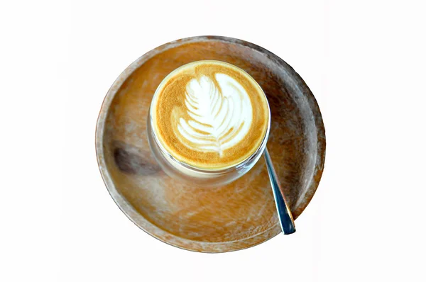 En kopp varm kaffe med latte kunst – stockfoto