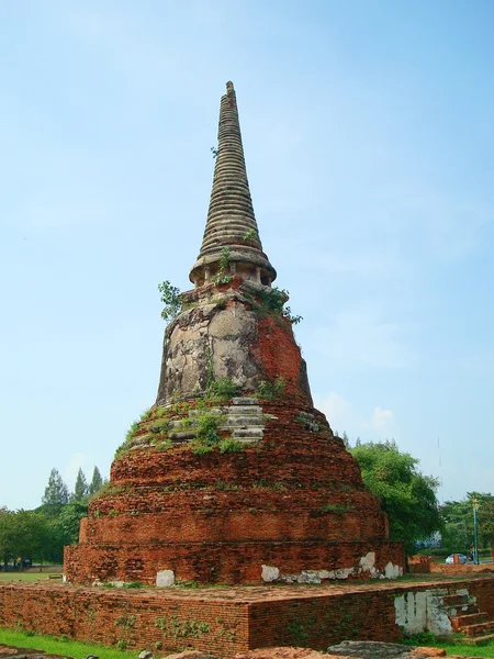 毁了佛教寺-大城府，泰国塔 — 图库照片