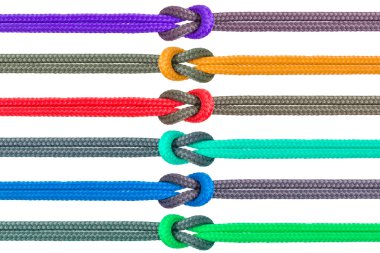 Different ropes tied  isolate on white background clipart