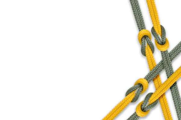 Different ropes tied  isolate on white background — Stock Photo, Image