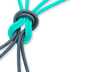 Different ropes tied isolate on white with clipping path clipart