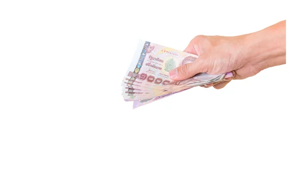 El izole kırpma pat ile beyaz bir arka plan üzerinde para ile — Stok fotoğraf