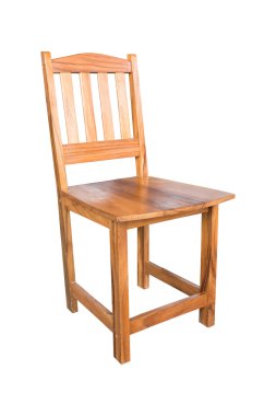 Tahta sandalye kırpma yolu olan beyaz arkaplanda izole edildi