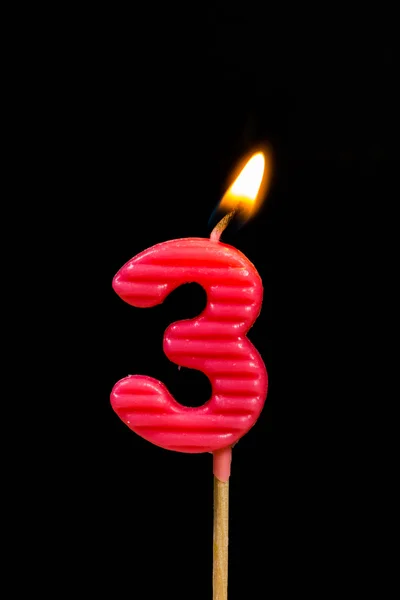 생일 기념일 촛불 번호입니다. 3 — 스톡 사진