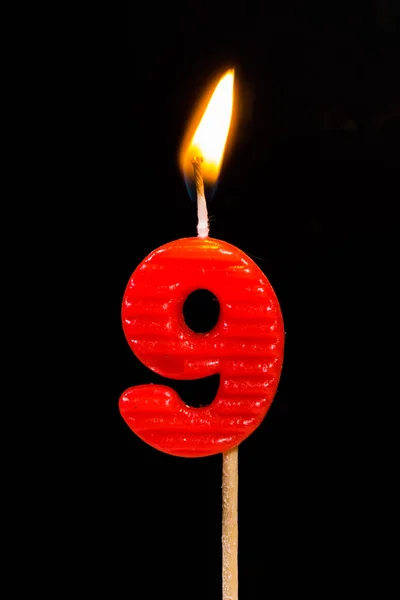 Birthday-anniversary candles showing Number. 9 — Stock Photo, Image