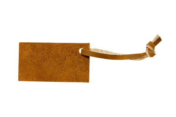 Leather tag ( 2017 ) isolated on white background — Stock Photo, Image
