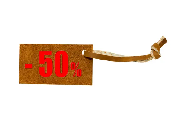 Leather price -50%  isolated on white  background — Stock Photo, Image